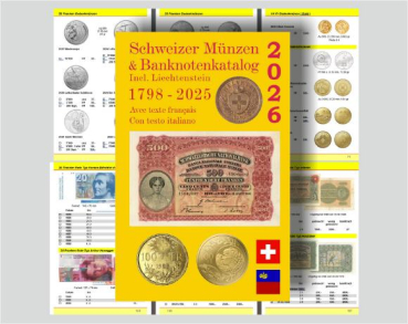 Münzenkatalog Schweiz 2026 inkl. Liechtenstein | Münzen Banknoten Kantonsmünzen Goldmünzen Gedenkmünzen